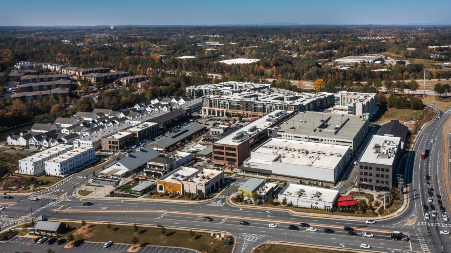 Overhead picture of buildings