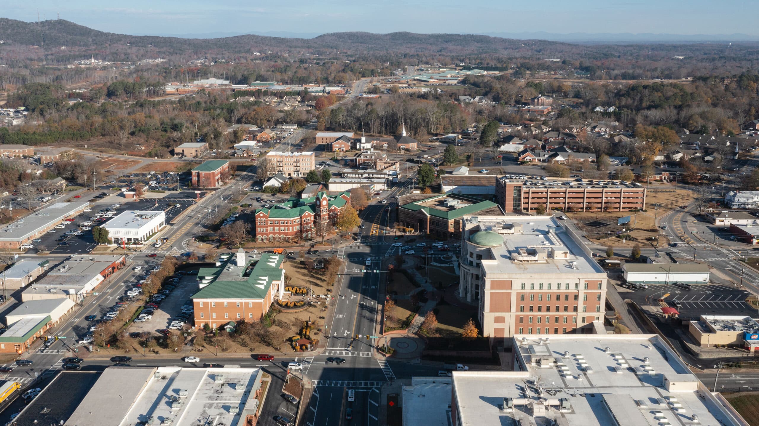 Drone view of Cumming, Georgia